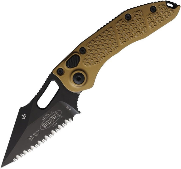 Microtech Auto Stitch S/E Button Lock Tan