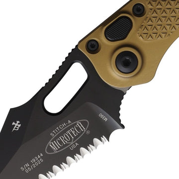 Microtech Auto Stitch S/E Button Lock Tan - 0