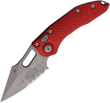 Microtech Auto Stitch S/E Button Lock AP Red