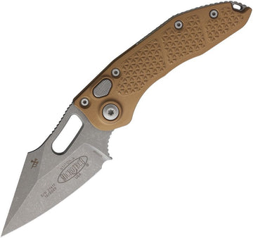 Microtech Auto Stitch S/E Button Lock AP Brown