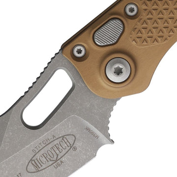 Microtech Auto Stitch S/E Button Lock AP Brown - 0